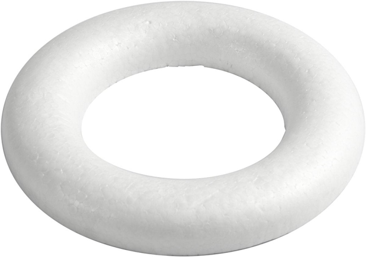 Creativ Company Styropor Ring White avec dos plat, 35 cm
