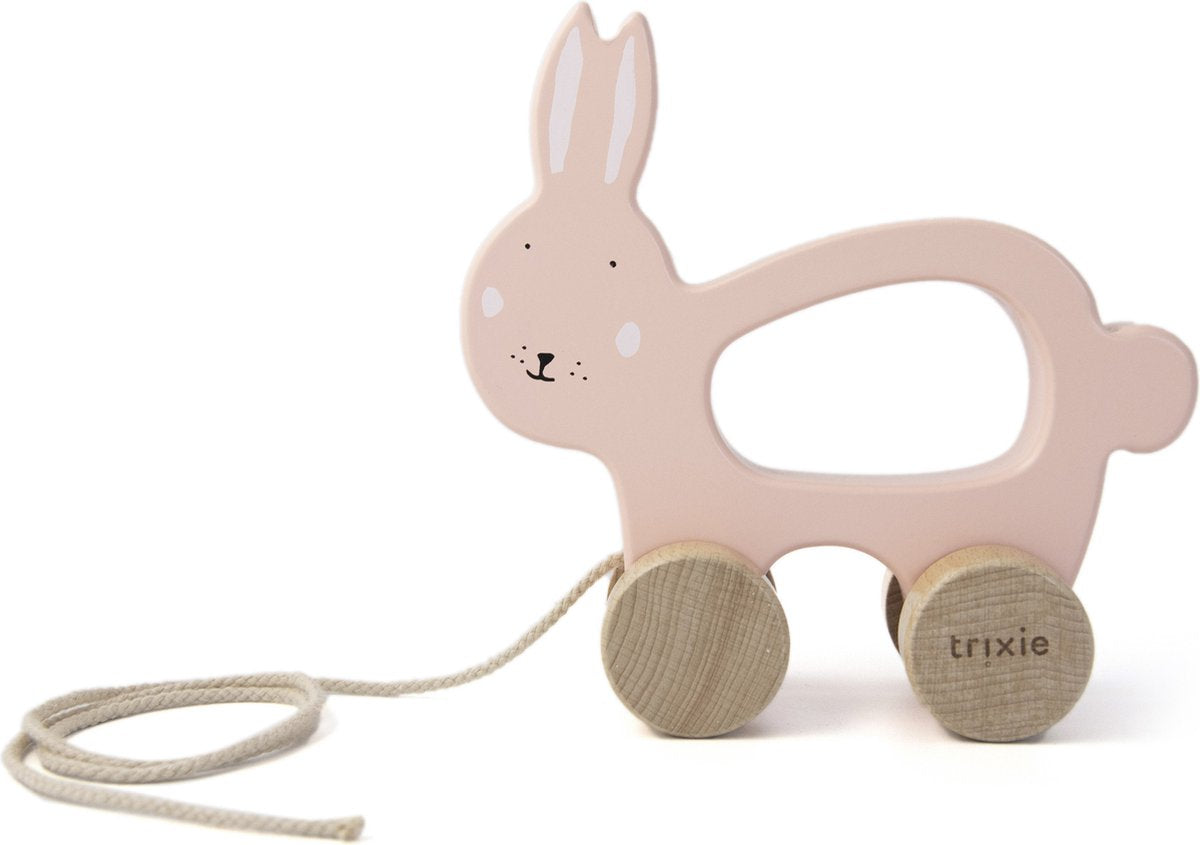 Jouet à tirer en bois Trixie - Mme. lapin - pour les premiers pas - jouets pour bébé - pour garçons filles - lapin