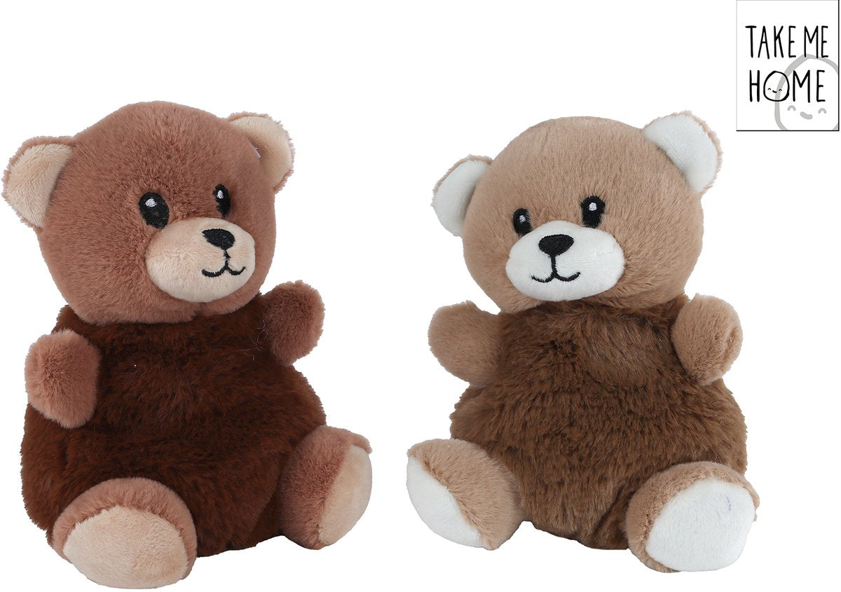 Peluche ours en peluche Take me home 14 cm marron détail brodé.