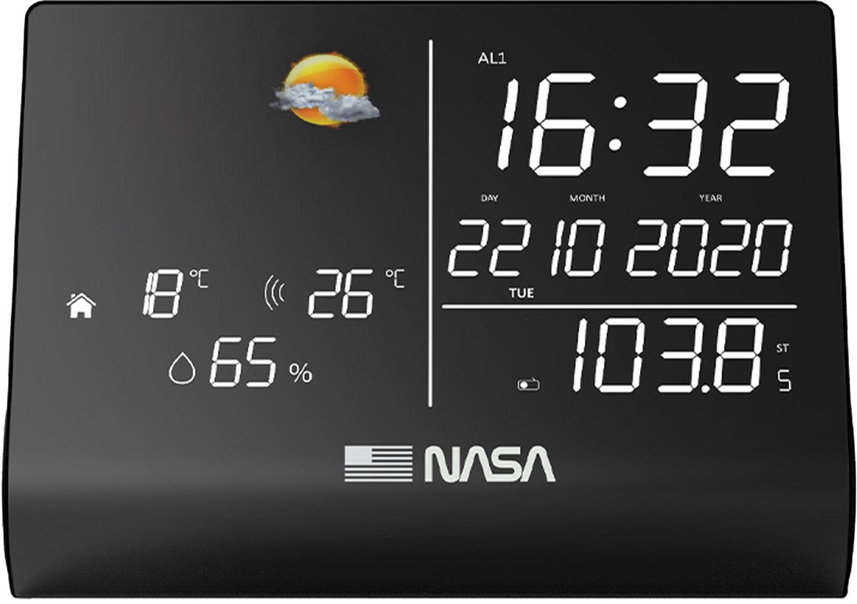 Station météo NASA WS1300 pour intérieur et extérieur - Enceinte Bluetooth - Radio