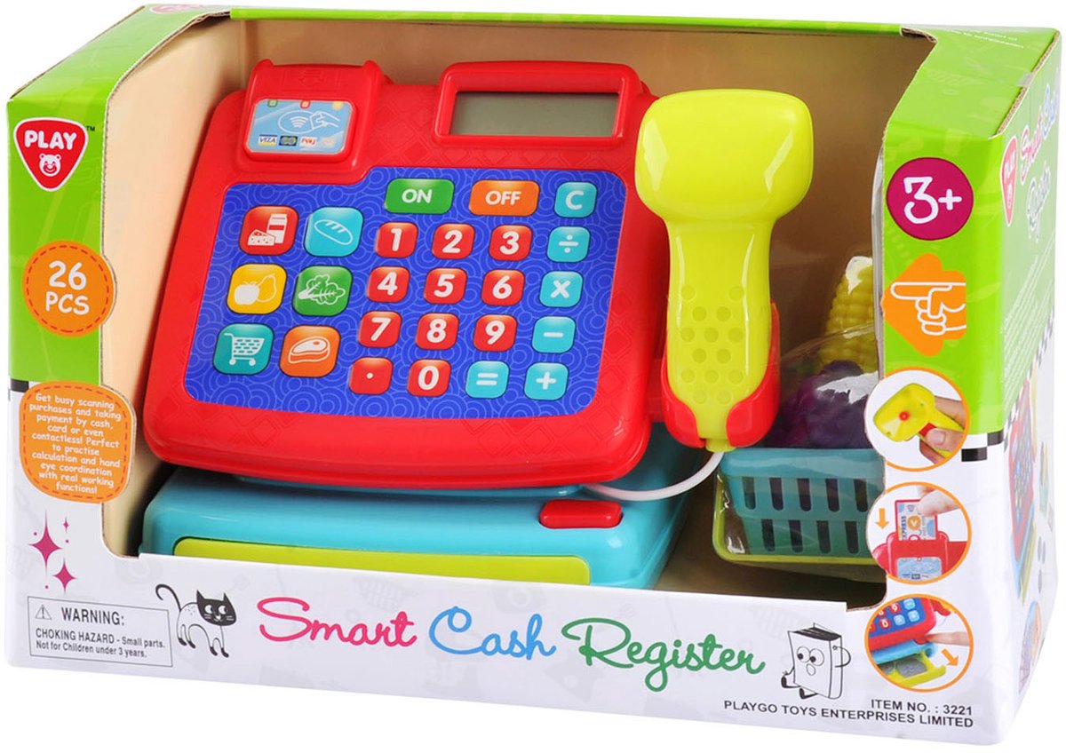 Caisse enregistreuse Play avec accessoires, 26 pcs.