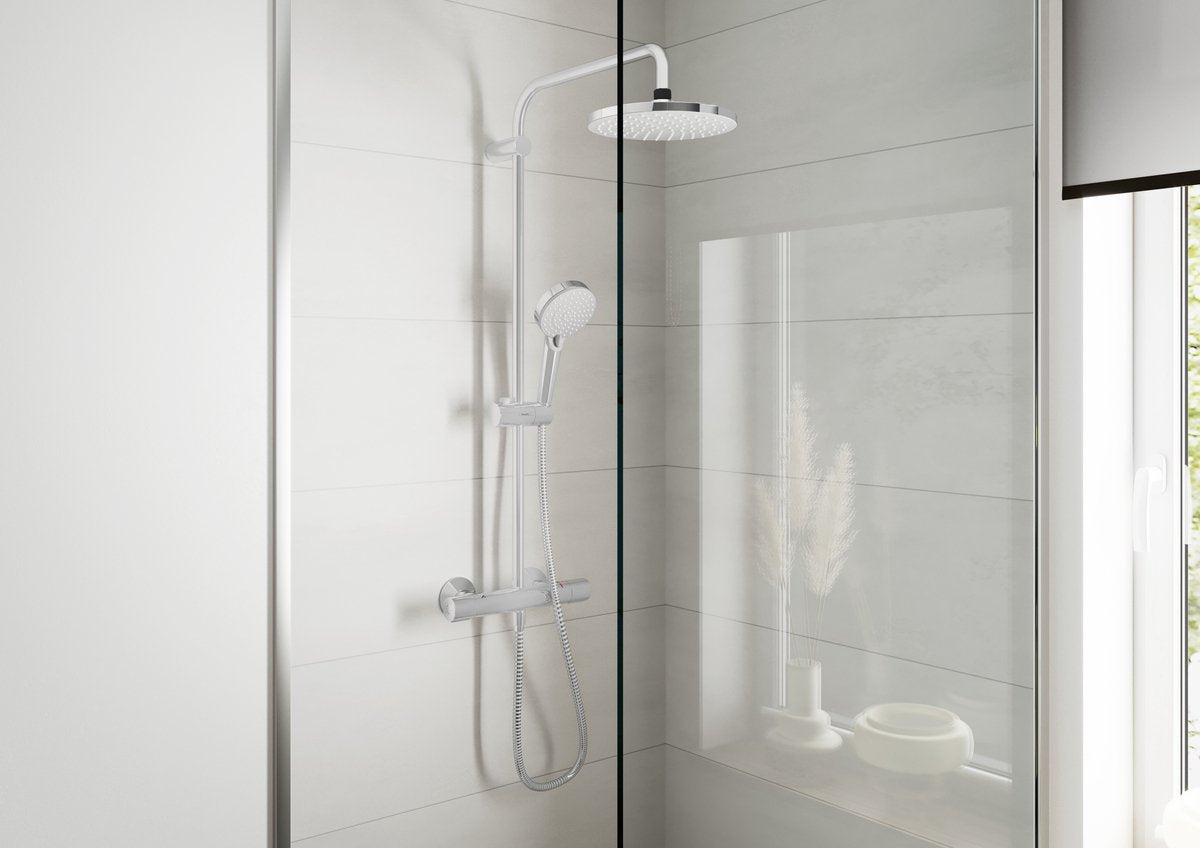 Mélange de vernis Hansgrohe - tube de douche - chrome - avec thermostat