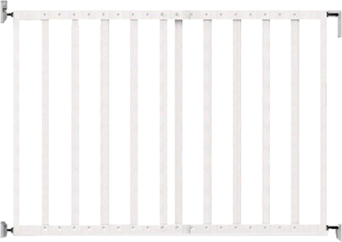 Barrière d'escalier extensible en bois Noma blanc | barrière de sécurité | portail à vis | porte pour chien | porte enfant
