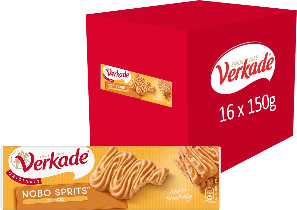 Verkade - biscuit - nobo sprits naturel - 16 x 150 grammes