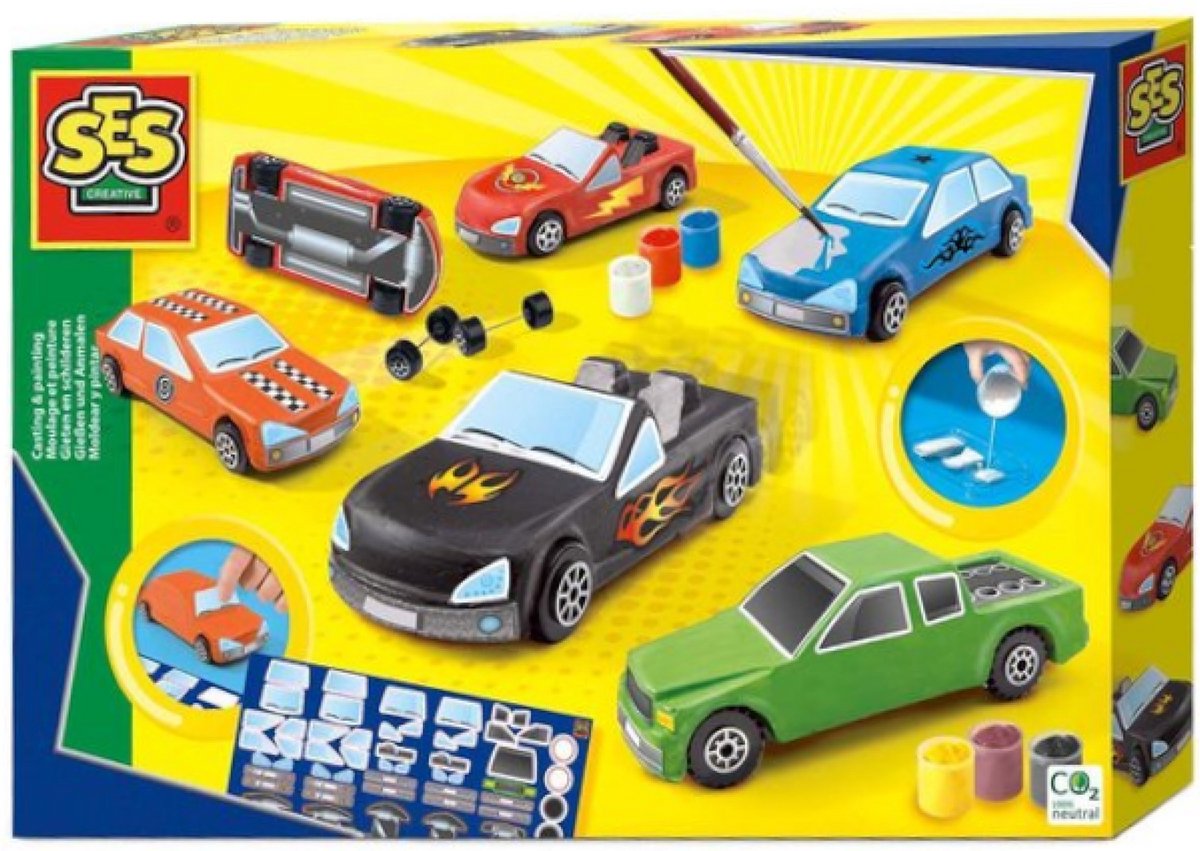 Ses créatifs moulage et peinture - voitures - jouets pour enfants - bricolage pour garçons - jouets de voiture - à partir de 5 ans