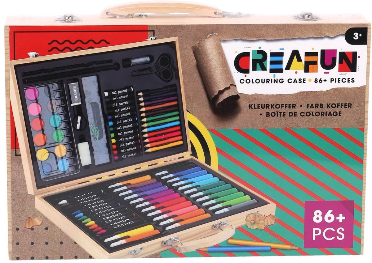 Creafun coffret de coloriage 86 pièces en bois