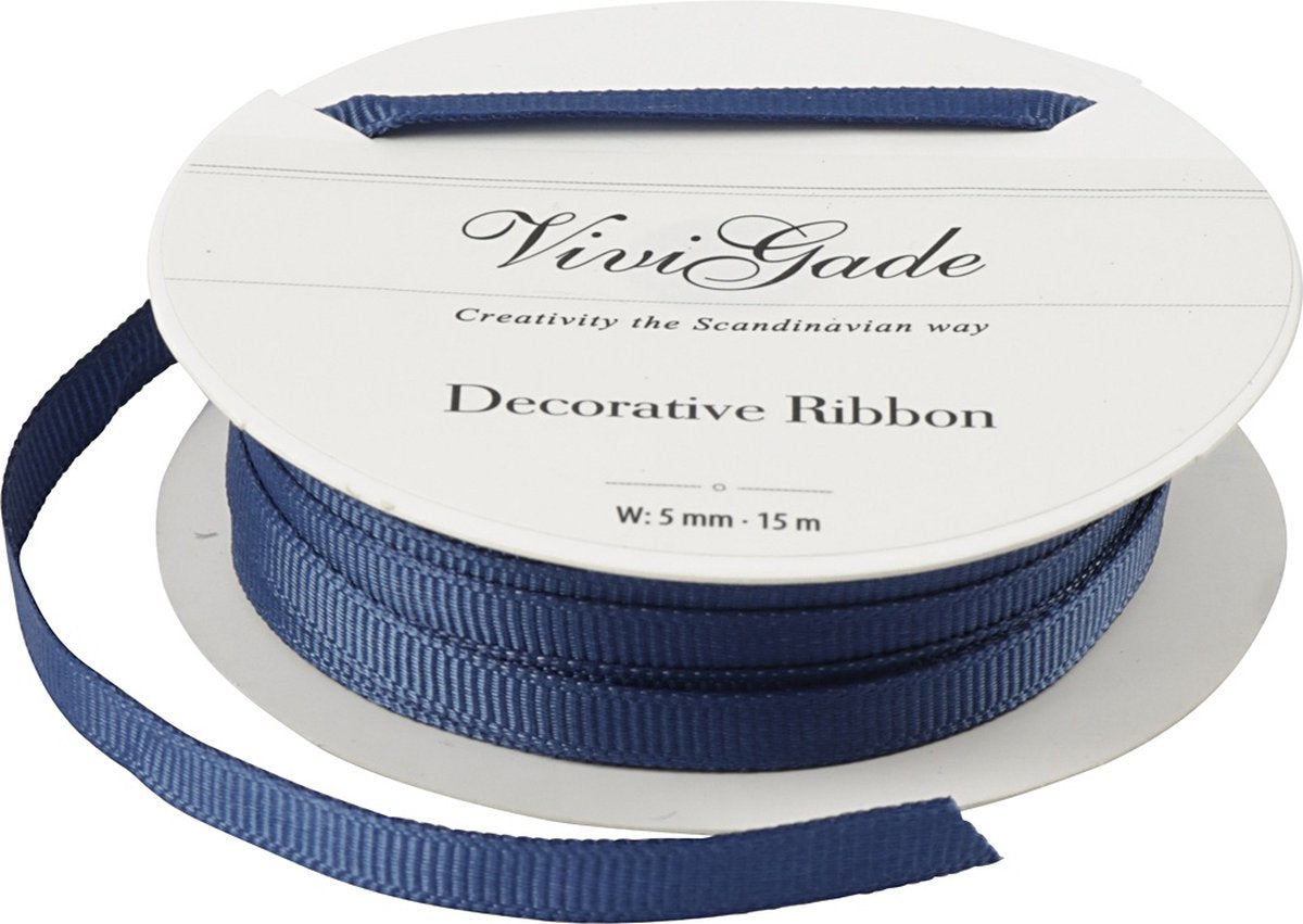 Vivi gade ruban de décoration bleu - ruban cadeau en satin - projets d'artisanat d'emballage cadeau bricolage - rubans d'emballage de haute qualité pour décoration florale - l 6 mm - longueur 15 m - 1 rouleau