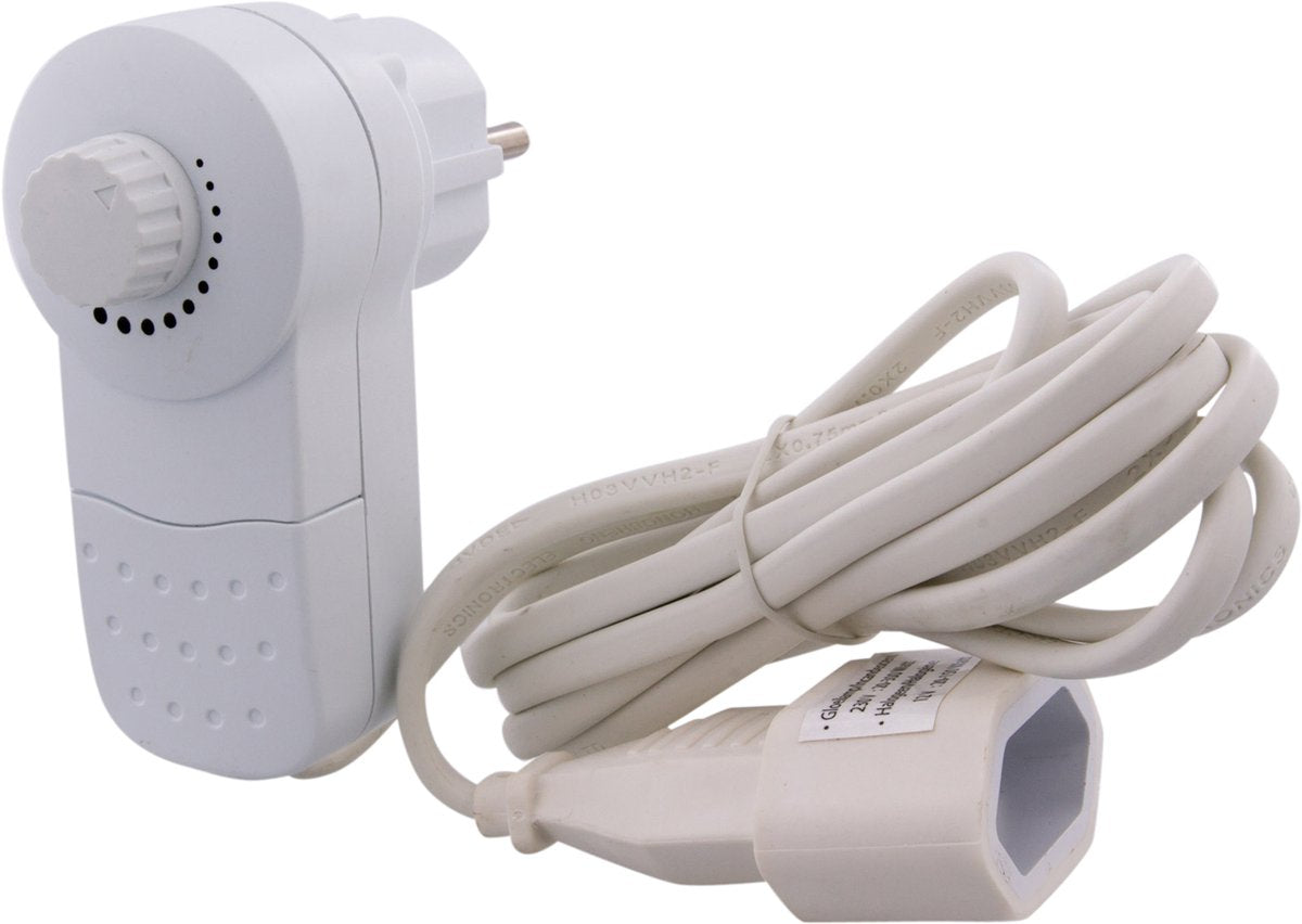 Variateur Exin plug - euro - dims 20-300 watts - cordon de 2 mètres - câble vinyle 2 x 0,75 mm2 - blanc