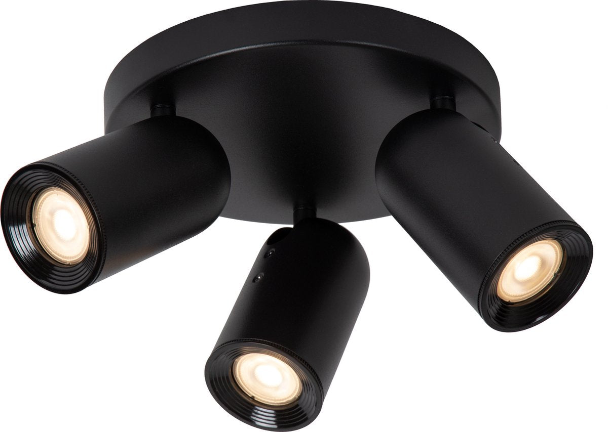 Lucide punch - spot de plafond (plafonnier) - ø 21 cm - 3xgu10 - noir