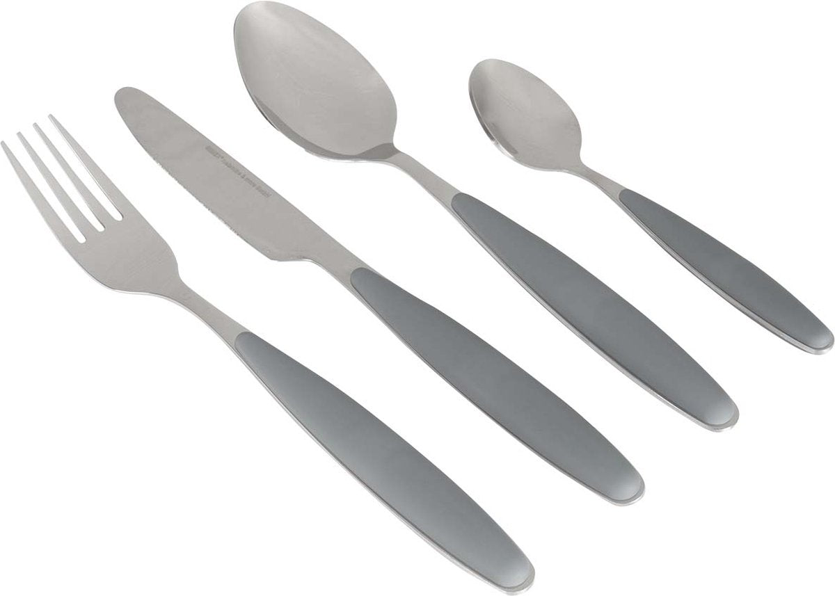 Couverts Gimex - gris - manche soft touch - 16 pièces