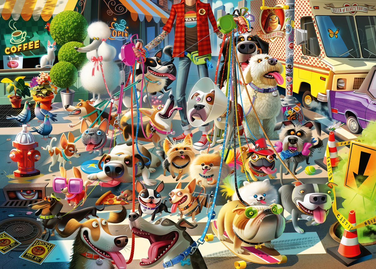 Ravensburger puzzle chiens de dessin animé 1000 pièces puzzle adultes.