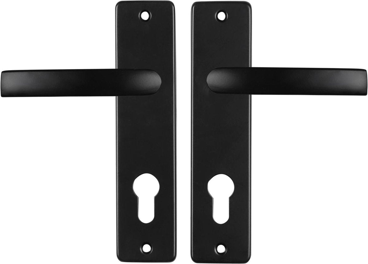 Starx deurklink zwart – deurbeslag – deurschild voor profielcilinder (pc72) – deurklink blok