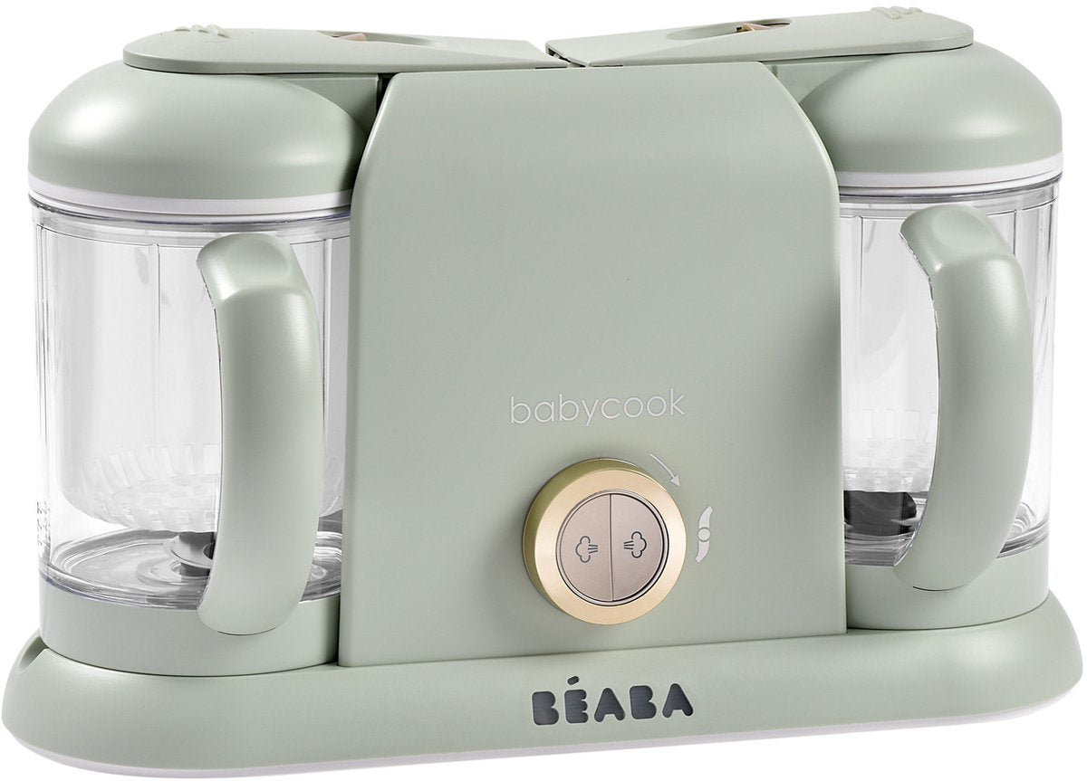 Béaba babycook® duo – Robot culinaire pour bébé 4 en 1 – capacité xxl – cuire à la vapeur, mélanger, décongeler, chauffer – 2200 ml – vert brume