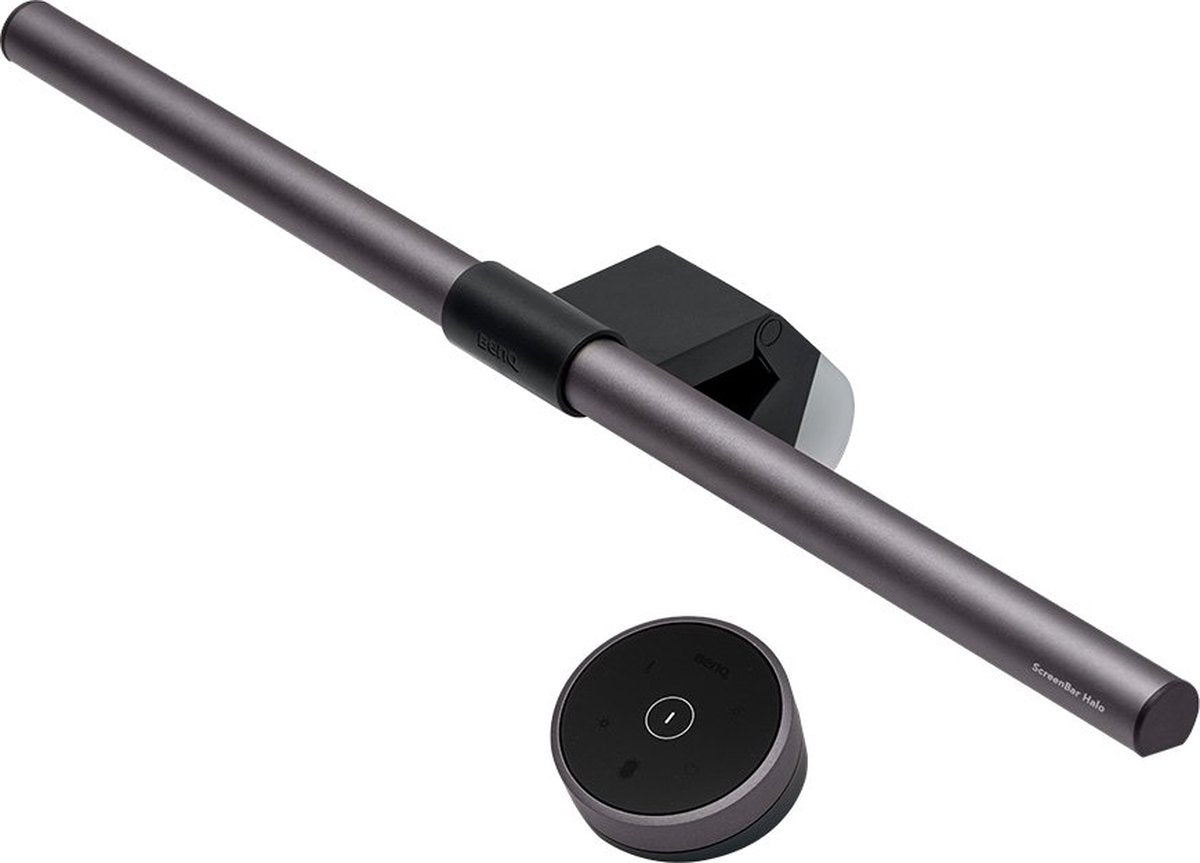 Lampe de moniteur Benq screenbar halo - lampe LED dimmable avec USB - également pour moniteur incurvé - lampe à pince avec télécommande sans fil - couleur réglable - 50cm - noir - peut être utilisée comme lampe de bureau