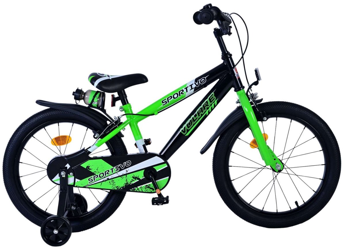 Vélo pour enfants Volare sportivo - garçons - 18 pouces - vert noir - deux freins à main
