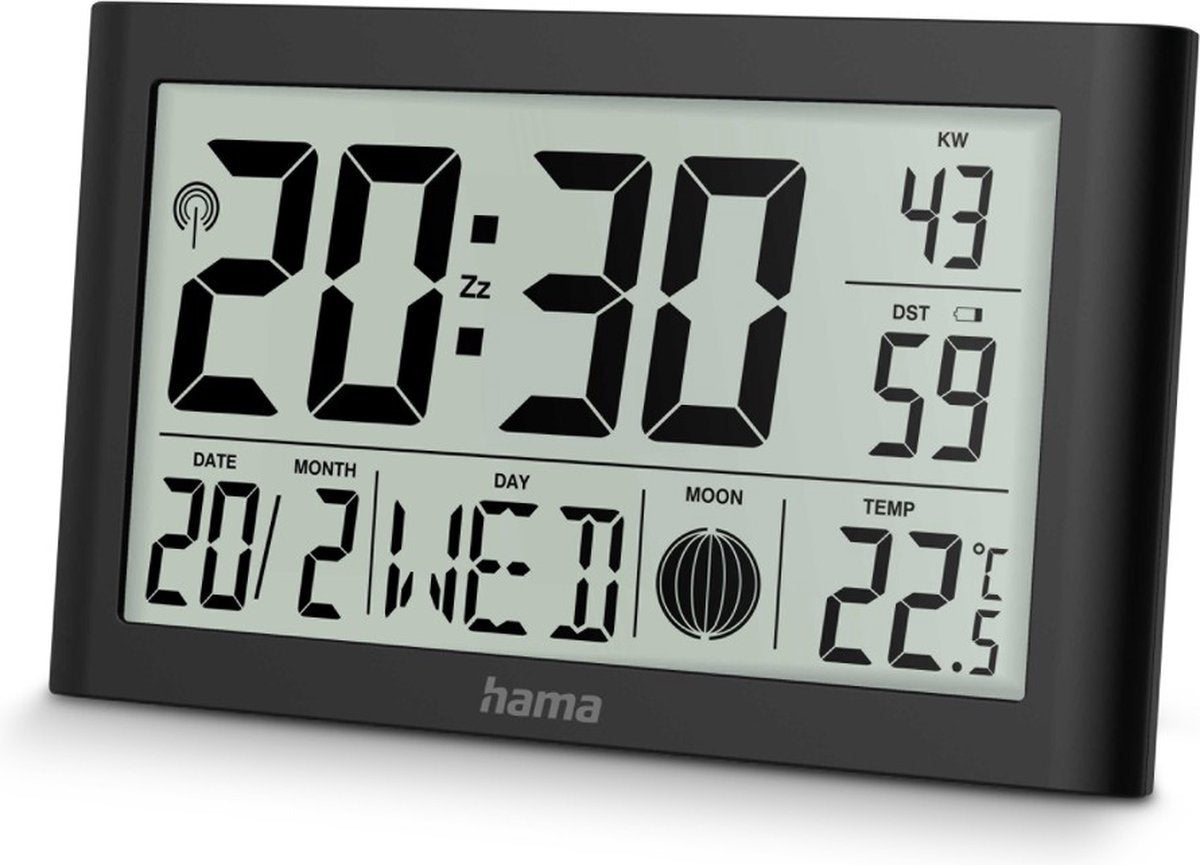 Horloge murale Hama - Martinique - radio pilotée - thermo-hygromètre - noire