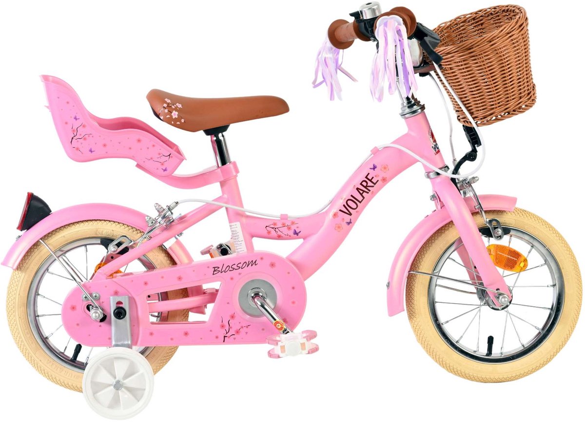 Volare Blossom Children's Bicycle - Girls - 12 pouces - Pink - Deux freins à main