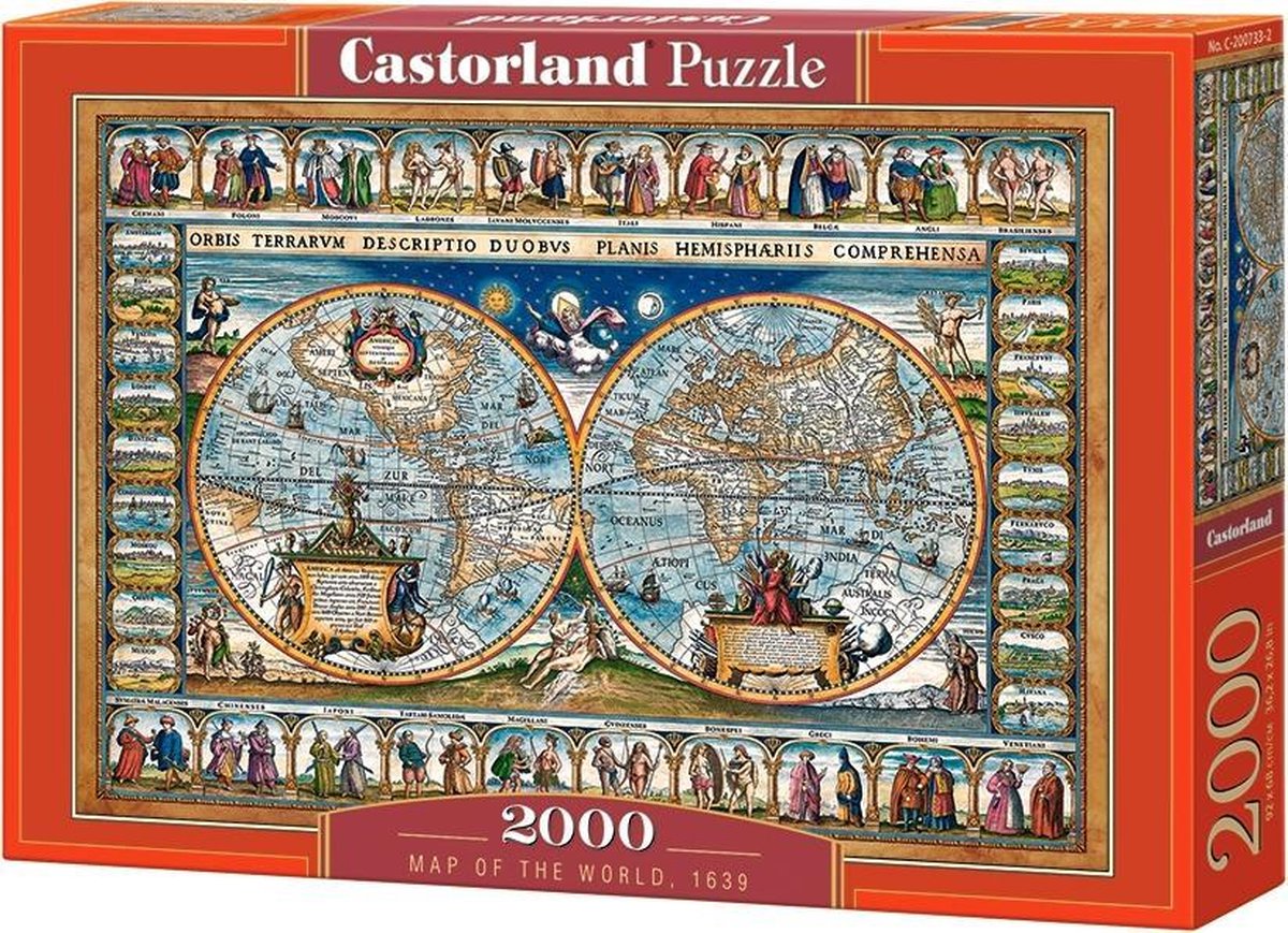 Carte du monde Castorland 1639 - puzzle - 2 000 pièces - finition satinée - ajustement parfait - qualité européenne