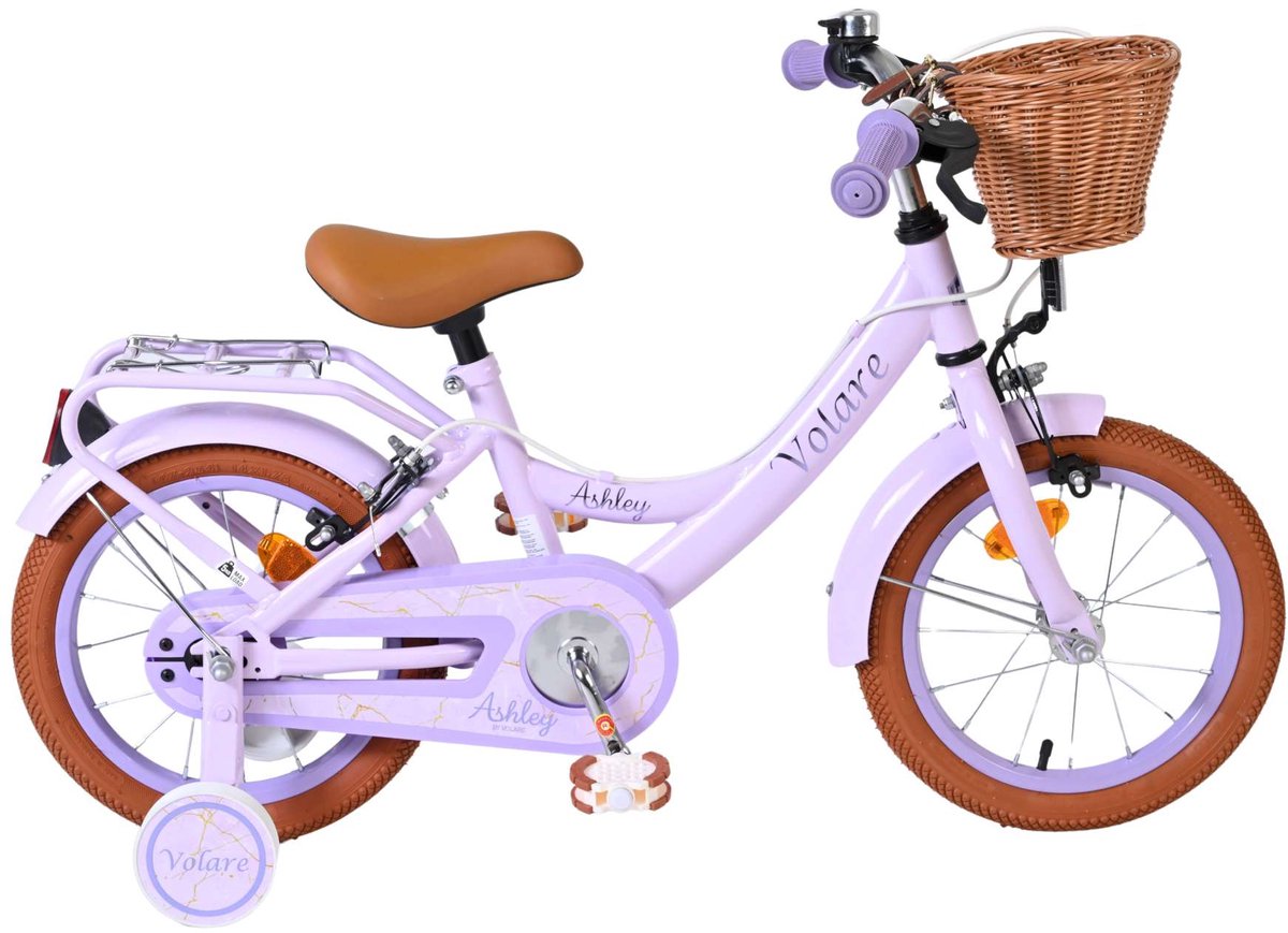 Vélo pour enfants Volare Ashley - filles - 14 pouces - lilas - deux freins à main