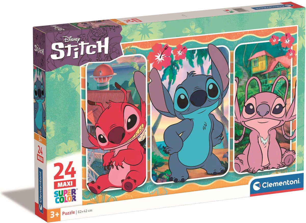 Clementoni Jigsaw Puzzle Super Color Maxi Disney Stitch, 24e.