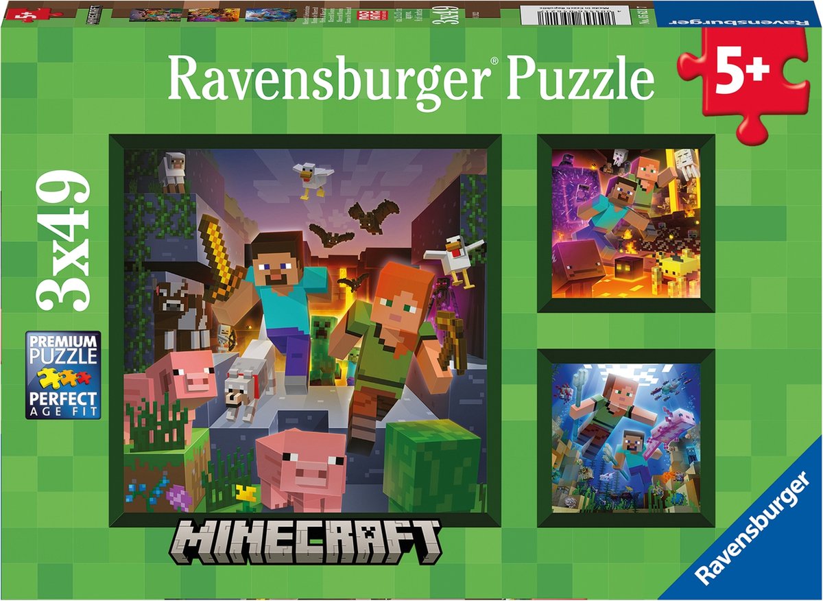 Ravensburger puzzle minecraft biomes - puzzle - 3x49 pièces