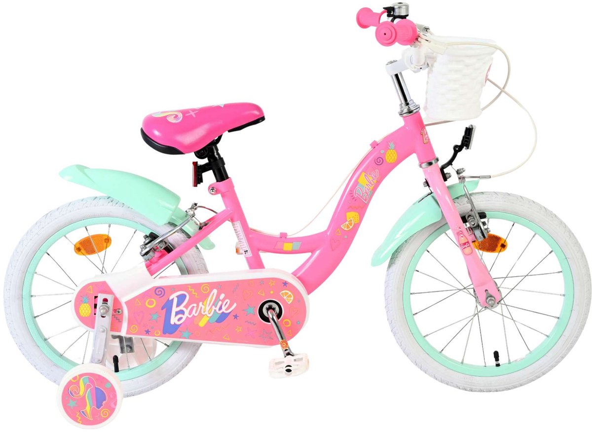 Vélo enfant Volare Barbie - filles - 16 pouces - rose - deux freins à main