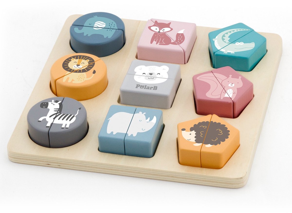 Polarb ® houten vormenpuzzel - wilde dieren