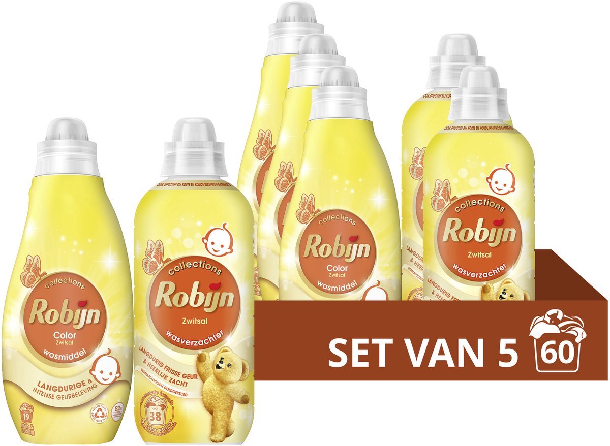 Paquet de lessive et d'assouplissant Robijn Perfect Match - zwitsal - 5 pièces - (60 lavages) - pack économique