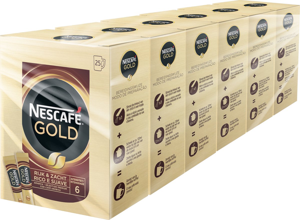 Café instantané Nescafé gold - 6 boîtes x 25 sachets