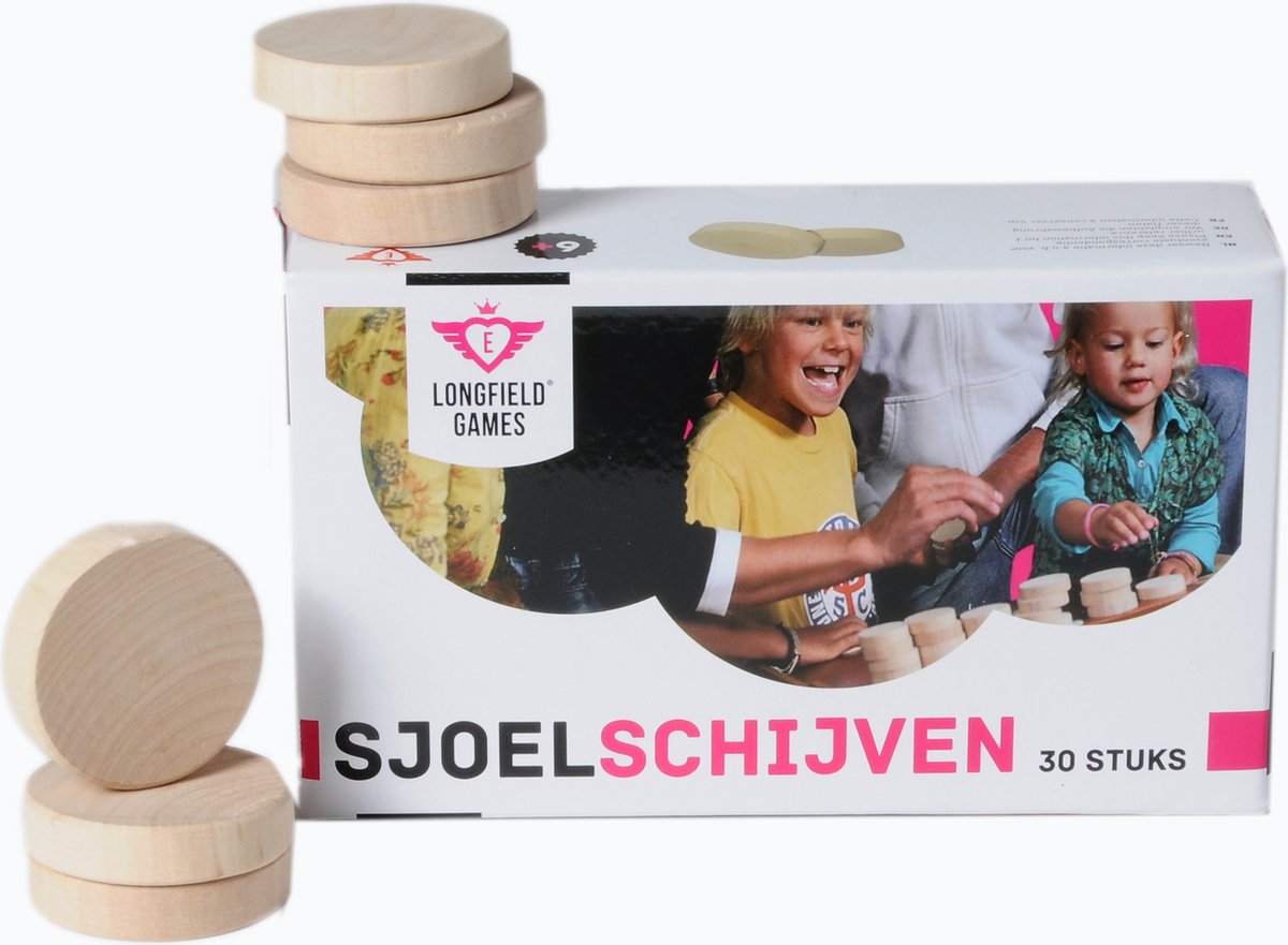 Jeu de disques de jeu de palets Longfield, bois de bouleau, grand - jeu de 30 disques creux tournés ø 52 mm - pour jeu de palets, compétitions récréatives -