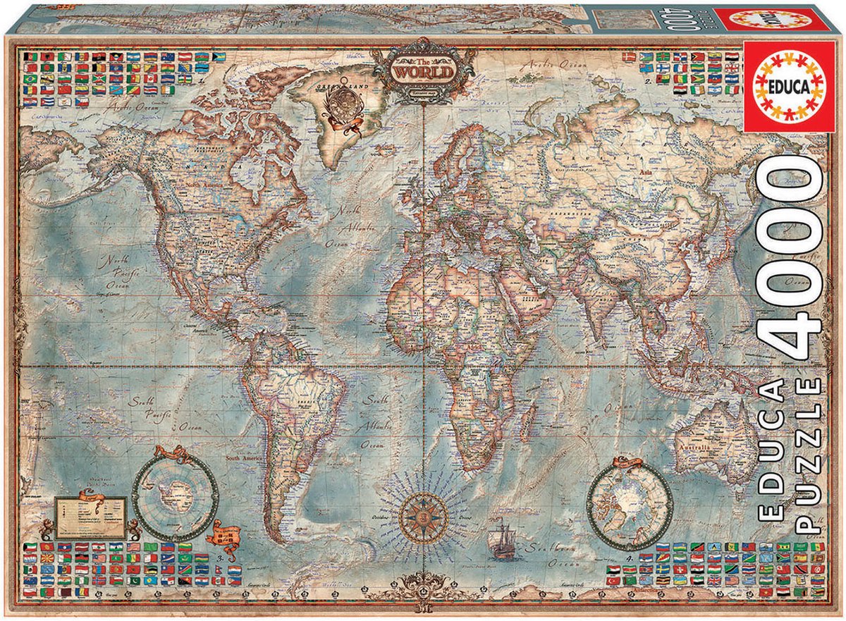 Grande carte du monde Educa - 4000 pièces