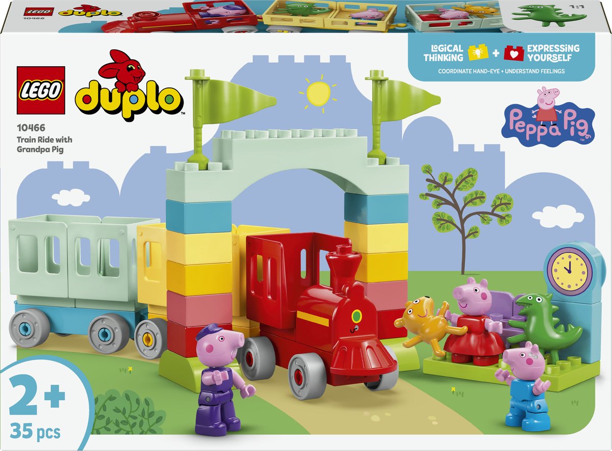 Lego Duplo Peppa Pig Train Ride avec Grandpa Pig Jouet de train éducatif pour les tout-petits - 10466
