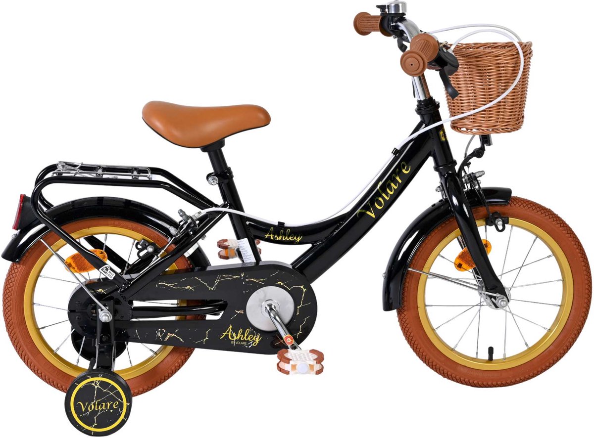 Vélo pour enfants Volare Ashley - filles - 14 pouces - noir - deux freins à main