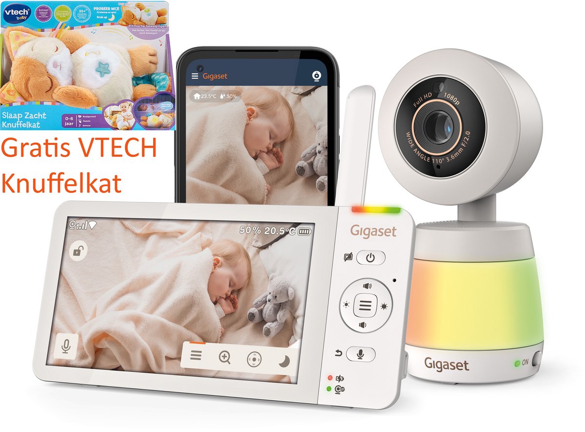 Babyphone Gigaset avec caméra et application – moniteur à écran tactile - vision nocturne couleur - lampe de nuit - support mural - meilleur avis le 25 novembre picky - capteurs - sons apaisants - babyphone - image du babyphone - baby700 connect