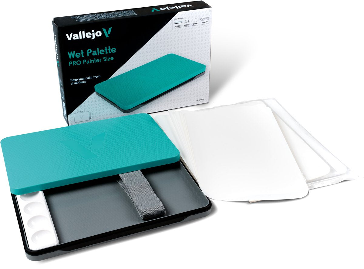 Vallejo Hobby Paint - B90001 Wet Palette Pro Painter avec 2 éponges d'hydratation et 30 papiers de maintien - Ensemble de peinture de taille A5