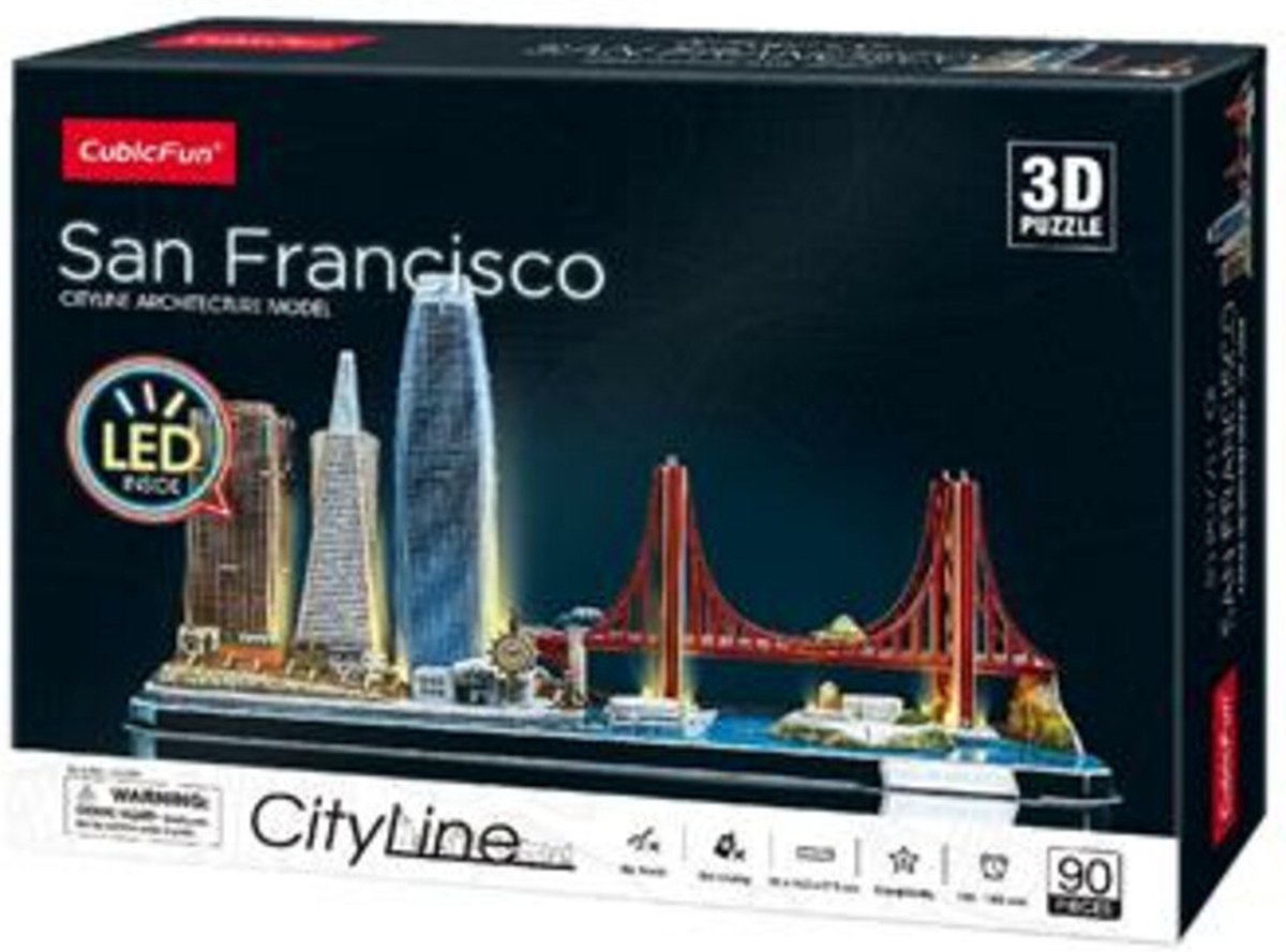 Puzzle 3D cubique amusant City Line San Francisco avec éclairage LED