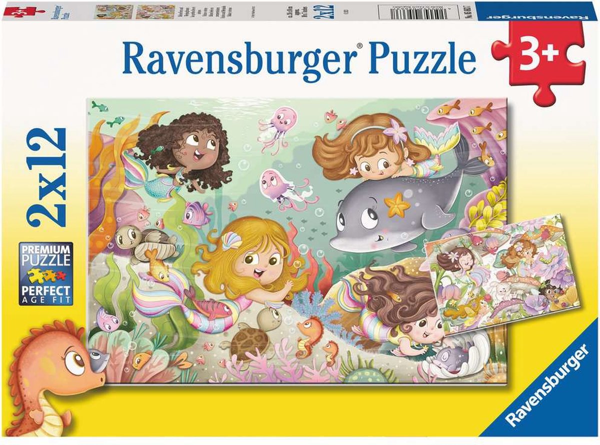 Ravensburger puzzle petites fées et sirènes - puzzle - 2x12 pièces