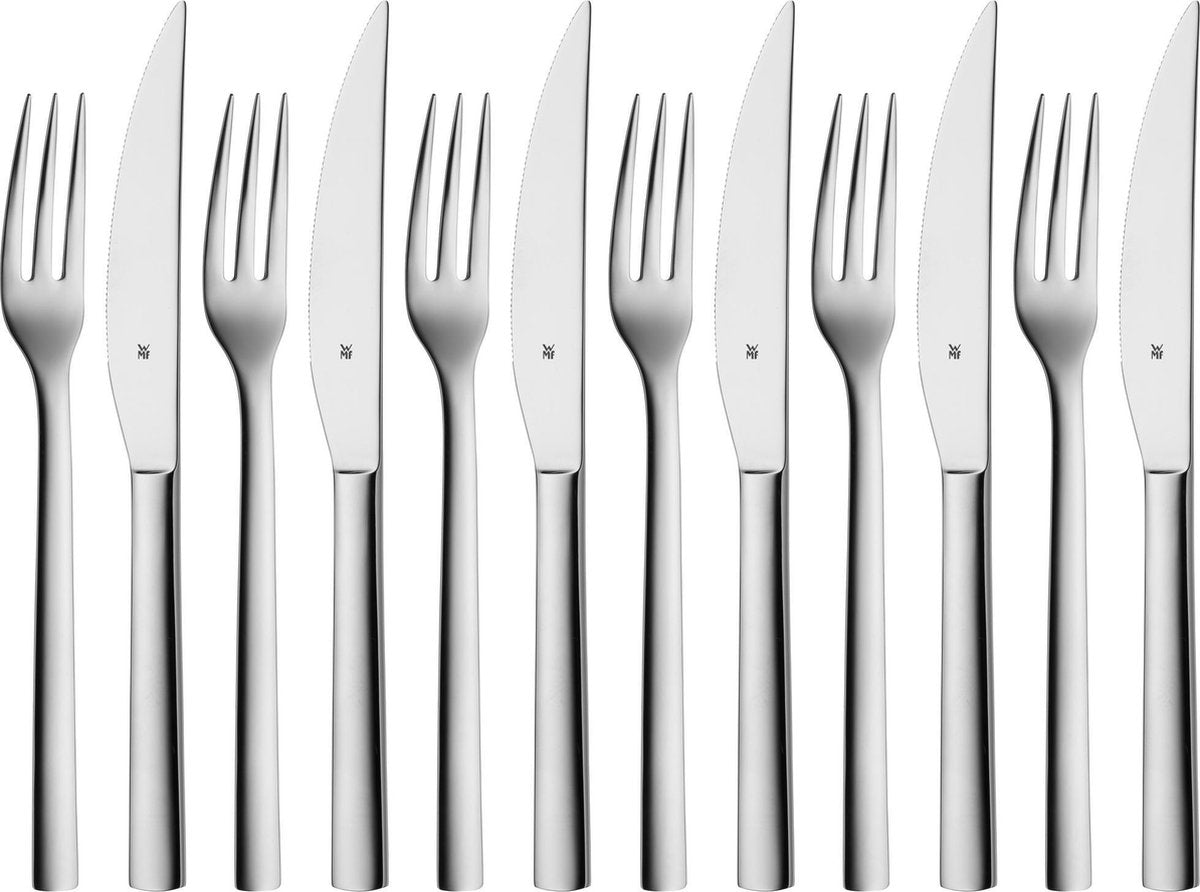 Couverts à steak WMF nuova - 12 pièces - acier inoxydable - pour steaks et viandes grillées