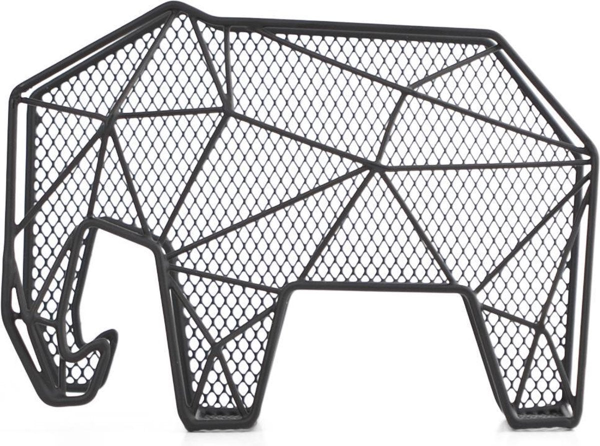 Kikkerland porte-lettre - éléphant graphique - noir - organiseur - métal - 25x15x9cm