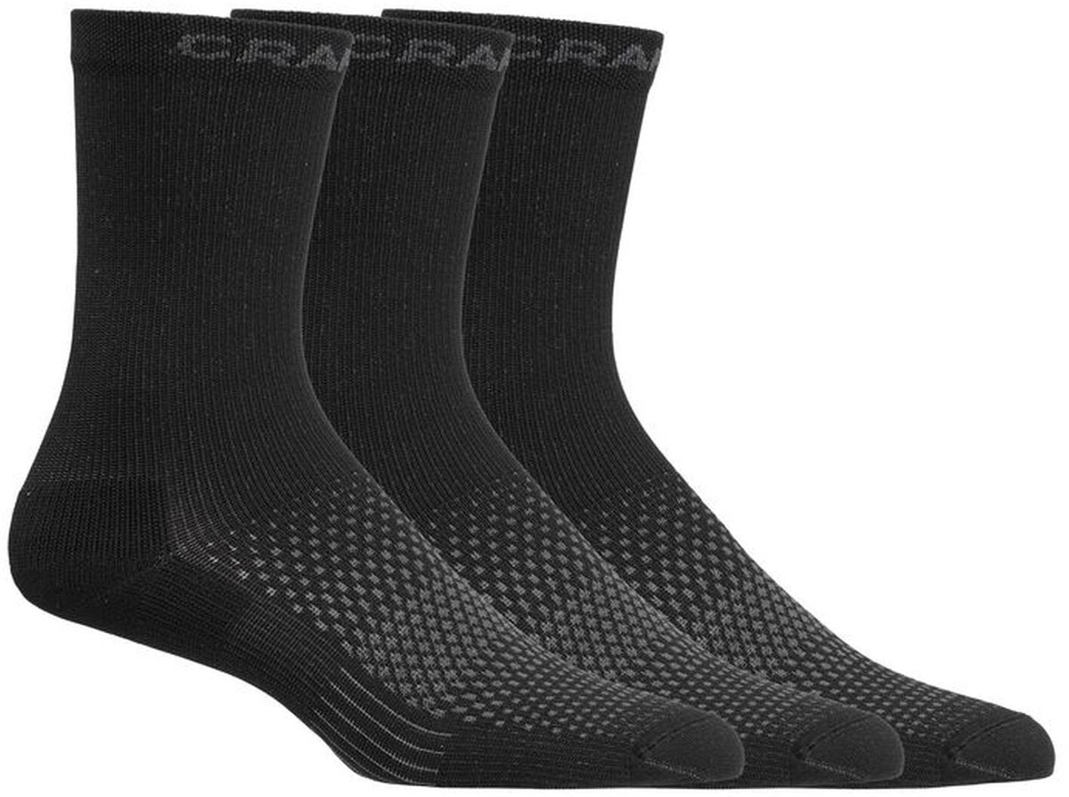 Craft active high sock lot de 3 chaussettes de sport unisexes - noir