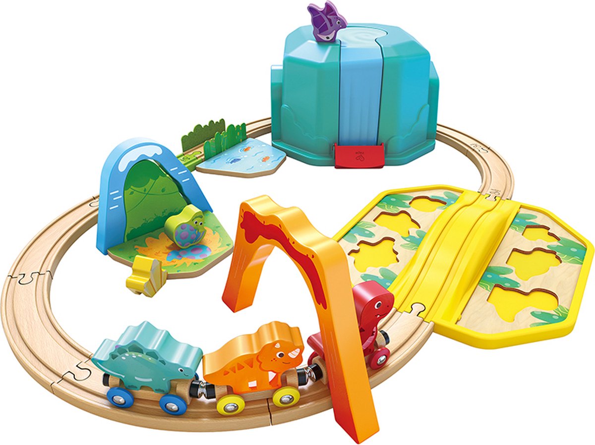 Hape dinosaure voie ferrée en bois dans une boîte de rangement - - à partir de 18 mois