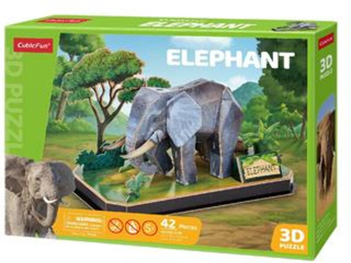 Puzzle 3D cubique amusant éléphant - 42 pièces - adapté aux enfants à partir de 8 ans