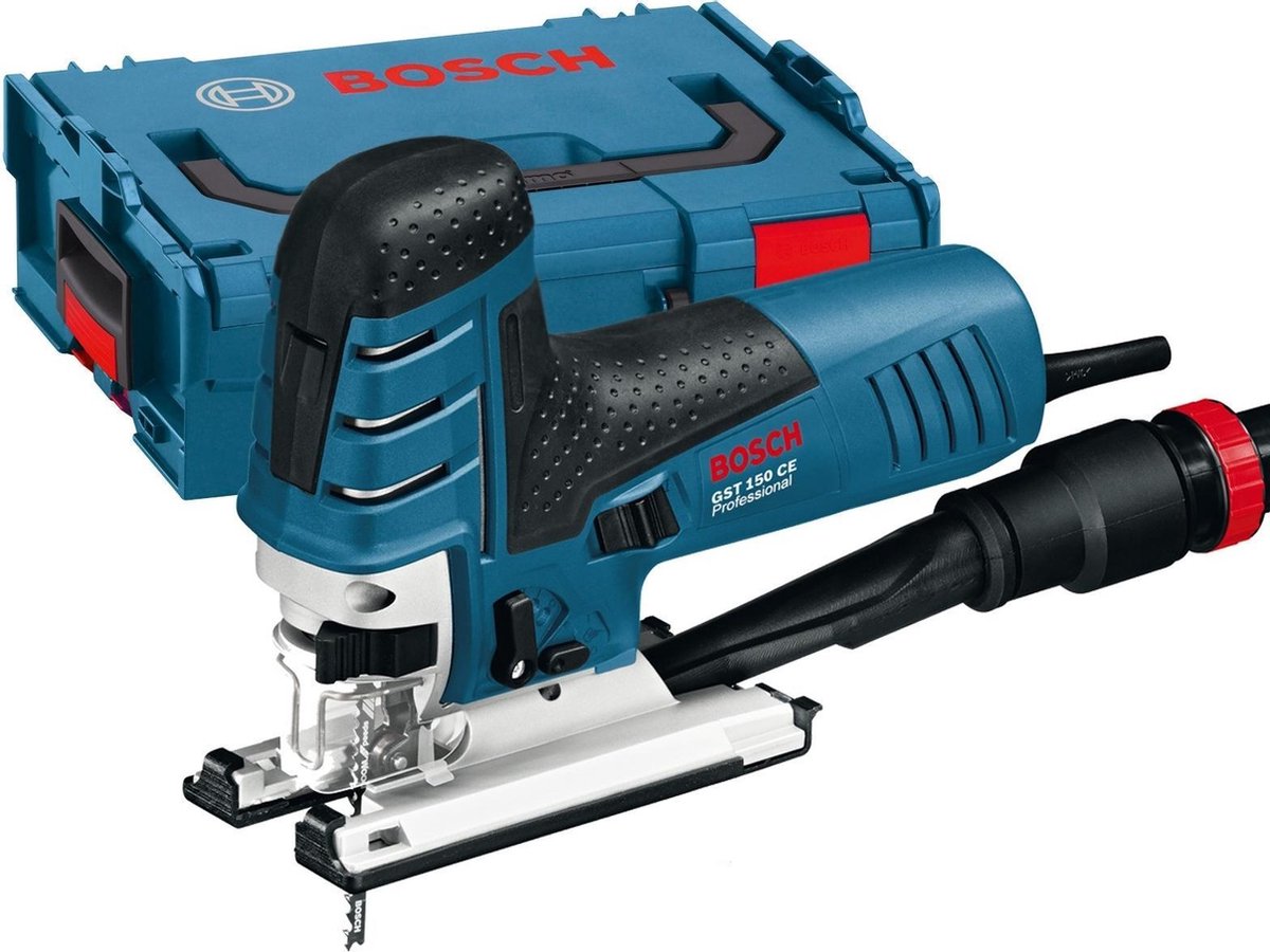 Scie sauteuse Bosch gst 150 ce (1 x lame de scie t 144 d, couvercle, plaque anti-éclats, pied coulissant, buse d'aspiration)