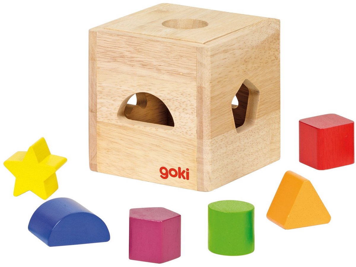 Cube de tri en bois goki avec blocs