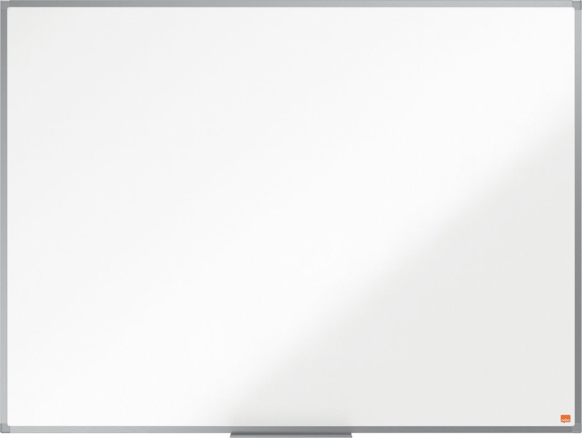 Tableau blanc émaillé magnétique Nobo essence avec plumier - 1200x900mm - idéal pour le bureau - blanc