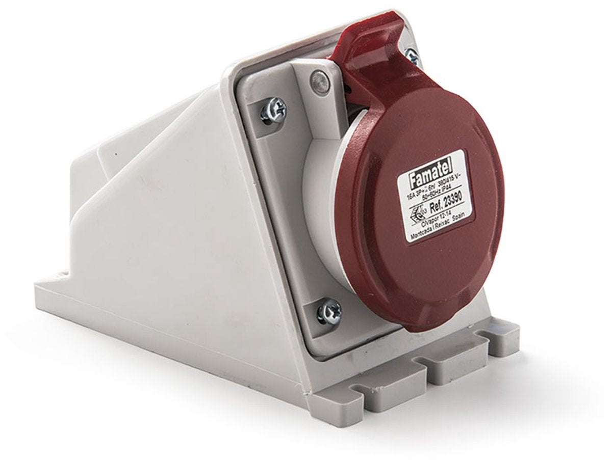Famatel 23393 3p+n+t ip44 socle en surface 32a 380v rouge
