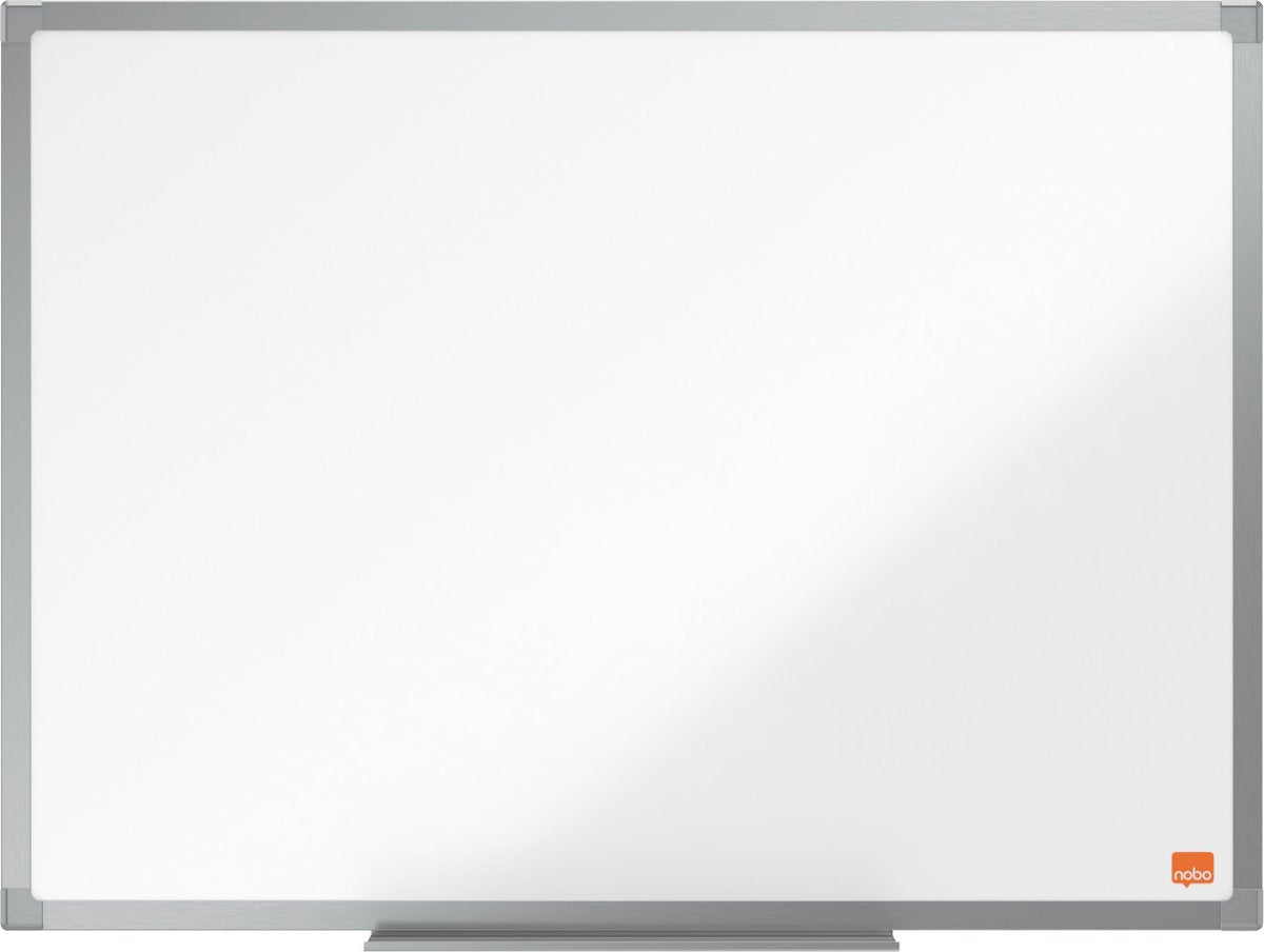 Tableau blanc émaillé magnétique Nobo essence avec plumier - 600x450mm - blanc
