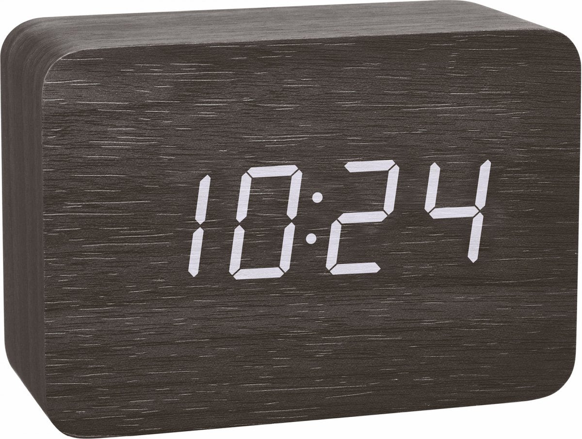 Tfa dostmann 60.2549.01 réveil radiocommandé en bois, marron foncé heures d'alarme : 1