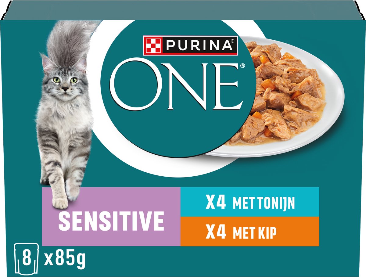 Purina one sensible - nourriture humide pour chats - poulet thon - 40 x 85 g