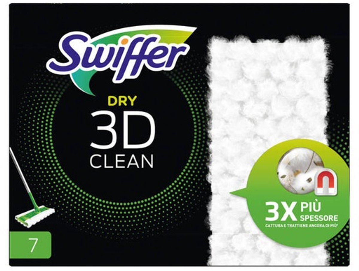 Recharge de lingettes anti-poussière Swiffer Dry 3D Clean, boîte de 7 pièces